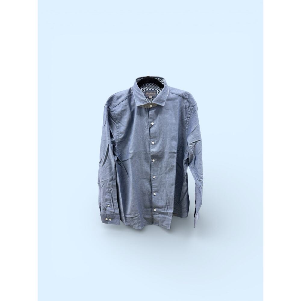 Ted Baker Men's Long Sleeve Button-Up Shirt, Blue, Size L